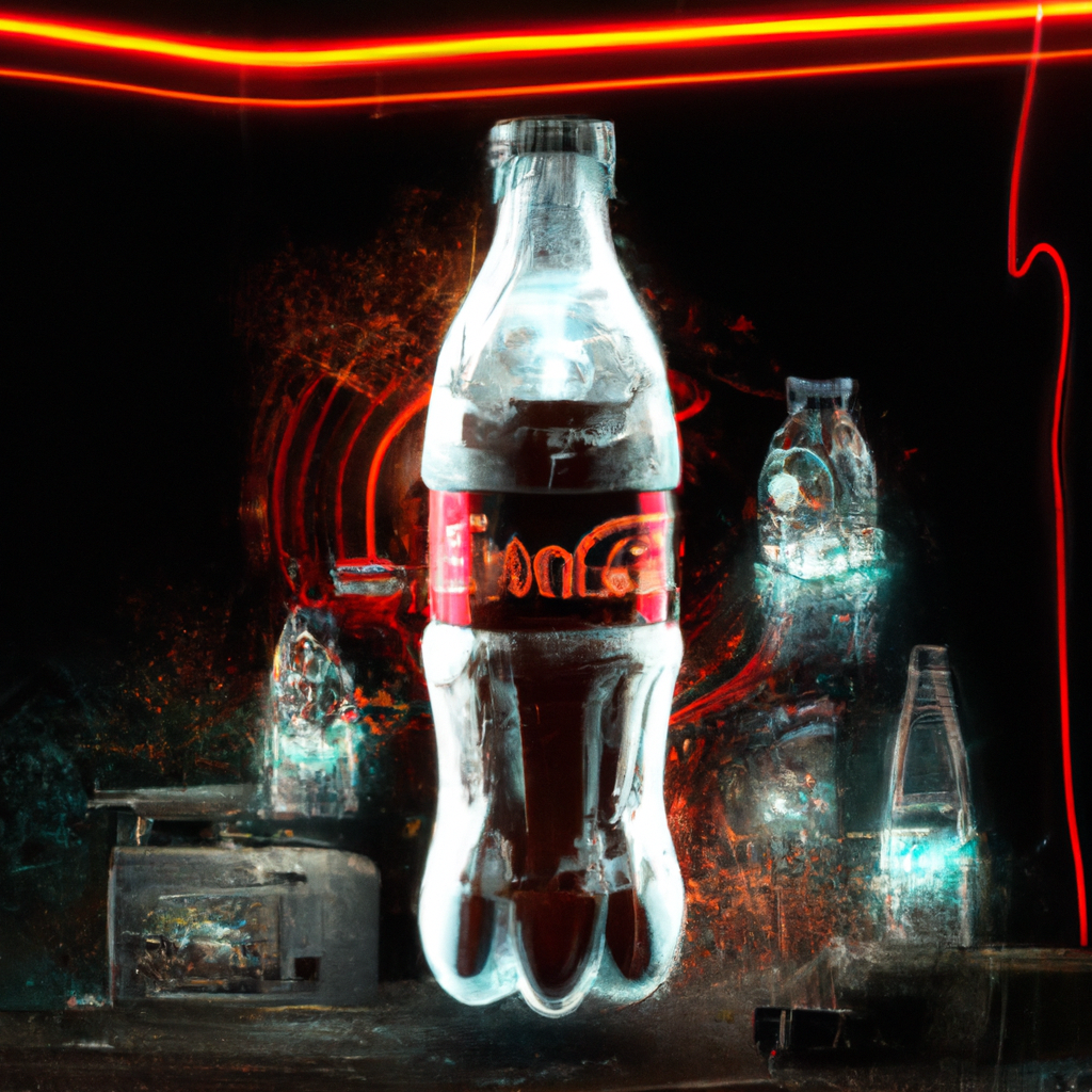 Make an advertising poster for Coca cola in cyberpunk design. Let there be cans and glass bottles of cola on the advertising poster. Create emotional attachment. Use cyberpunk objects. Professional photography, ultra detailed, ultra realistic.